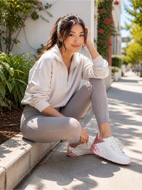 Jimmy Choo White Leather Platform Sneakers with Pink Glitter Heel